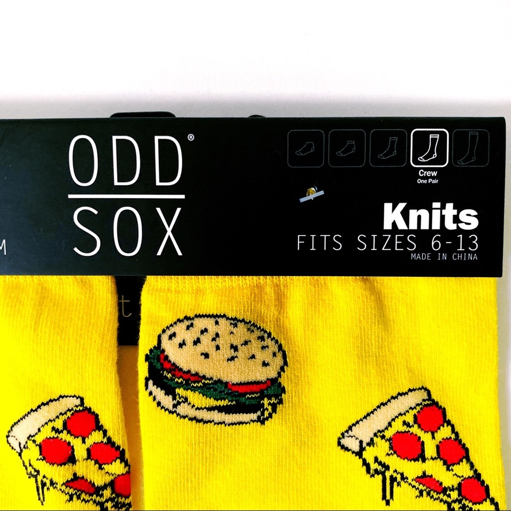 Odd Sox Fast Food Junk Food Crew Socks Pizza Burgers French Fries Mens Womens - Picture 2 of 6